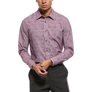 Report Collection Mens  4-Way Printed Woven Sport Shirt, Red